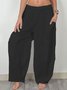 Plus Size Casual Solid Pockets Pants