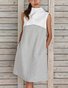 Plus Size Midi Weaving Dress Women Summer Shift Sleeveless Turtleneck Paneled Weaving Dress