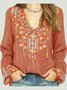 Long Sleeve Floral Cotton Shirts Blouses