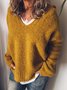 V Neck Long Sleeve Knitted Casual Hoodie Sweaters