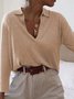 Long Sleeve Solid Cotton Shirt Collar Tops