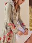 Gray Long Sleeve Floral Cotton-Blend Outerwear