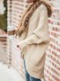 Khaki Plain Knitted Casual Batwing Outerwear