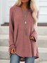 Cotton Casual Crew Neck Raglan Sleeve Solid T-shirt for Women