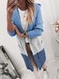 Long Sleeve Hoodie Color-Block Knitted Cardigans