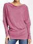 Batwing Long Sleeve Solid Comfort T-shirt