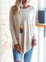 Apricot Casual Crew Neck Long Sleeve Solid Shirt & Top