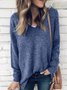Long Sleeve V Neck Cotton-Blend Sweater