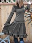 Knitted Stripes Casual Long Sleeve Knitting Dress