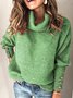 Solid Cotton-Blend Long Sleeve Turtleneck Sweater