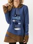 Long Sleeve Cotton-Blend Hoodie Shirts Blouses