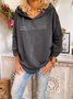 Deep Gray Hoodie Printed Casual Cotton-Blend Shirts & Tops