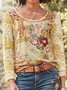 Long Sleeve Printed Cotton Tops