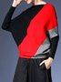 Black-Red Batwing Shift Bateau Neck Sweater