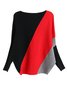 Black-Red Batwing Shift Bateau Neck Sweater
