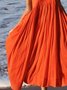 Orange Red Swing Spaghetti Cotton Holiday Dresses