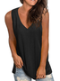 Solid Casual Sleeveless Cotton-Blend T-shirt