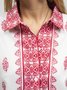 Women V-neck Half-sleeved Printed Casual Shirt