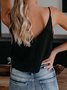 V-neck Knotted Sling Single-breasted Tank Top