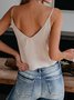 V-neck Knotted Sling Single-breasted Tank Top