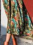 Floral Pockets Midi Dress Long Sleeve Weaving Dress