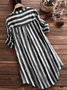 Casual Plus Size Long Sleeve Striped Shirts Tops