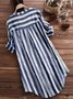 Casual Plus Size Long Sleeve Striped Shirts Tops