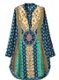 Boho V Neck Cotton-Blend Knitting Dress