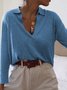 Long Sleeve Solid Cotton Shirt Collar Tops