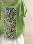 Green Casual Polka Dots Cotton-Blend Tops