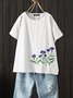 Short Sleeve Crew Neck Floral Tops