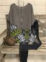 Gray Casual Floral Tops