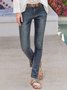 Women Solid Elegant Jeans Zipper Pocket Casual Statement