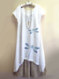 White Floral-Print Casual Weaving Dress