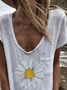 White Casual Floral Tops