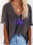 Cotton-Blend Leaves Casual Top