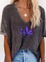Cotton-Blend Leaves Casual Top