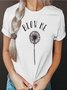 Dandelion Print Crew Neck Modal Casual T-Shirts & Tops