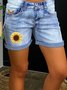 Floral Casual Denim Shorts