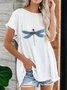 Vintage Short Sleeve Statement Dragonfly Printed Crew Neck Casual T-shirt