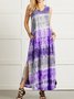 V Neck Casual Ombre/tie-Dye Weaving Dress