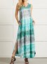 V Neck Casual Ombre/tie-Dye Weaving Dress