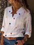 Floral Casual V Neck Embroidered Tops