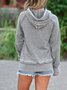 Light Gray Cotton-Blend Casual Printed Sweatshirt