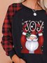 Black Crew Neck Cotton Long Sleeve Women's Christmas Print Sweatshirt