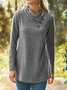 Casual Cotton Turtleneck Tunic Tops