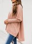 Pink Turtleneck Plain Knitted Batwing Sweater