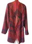 Cowl Neck Tribal Long Sleeve Cotton-Blend Fleece Coat