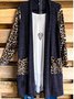 Deep Gray Cotton-Blend Printed Leopard Long Sleeve Knit coat
