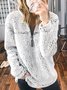 Light Gray Casual Cotton-Blend Zipper Sweatshirt